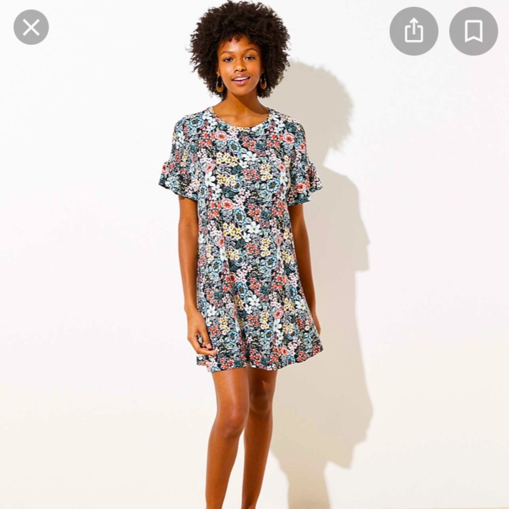 NWT LOFT Bouquet Smocked Swing Dress XS